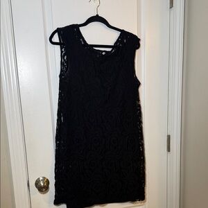 Chic Black Lace Mini Dress, Size medium